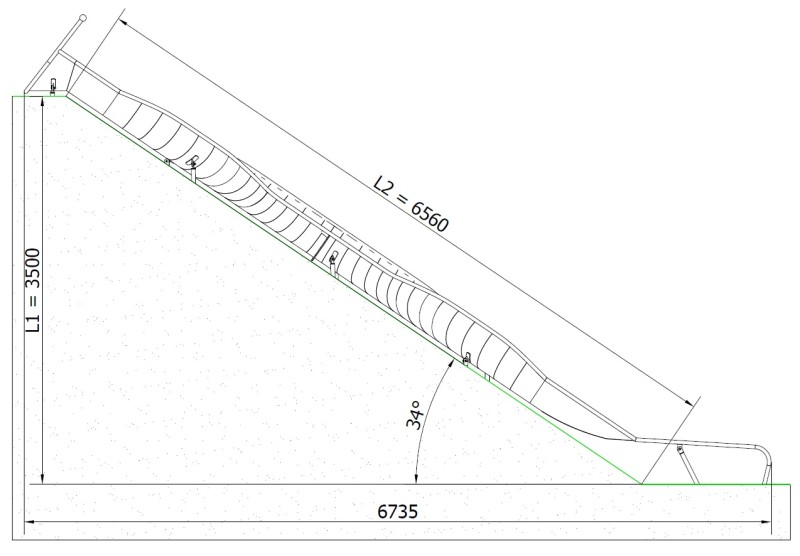 Csúszda GLITI-S 6,74 m – MONTO – Csúszdák