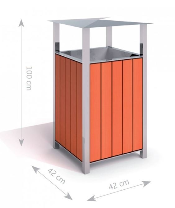 Rozsdamentes acél hulladékgyűjtő 01 KH-03-NX-001 – Városi bútorok