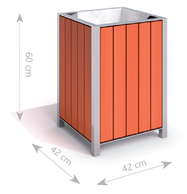Rozsdamentes acél hulladékgyűjtő 02 KH-03-NX-002 – Városi bútorok
